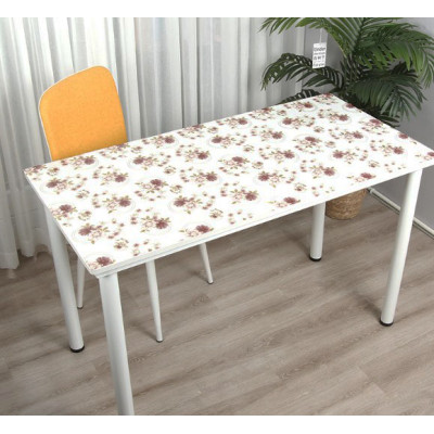 Клеенка силиконовая 1,2*20 м 0,7 мм бордовые розы в золотом кольце на белом Baizheng