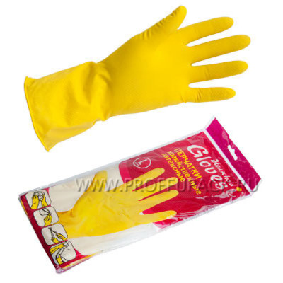 Перчатки хозяйственые латексные желтые Libry L