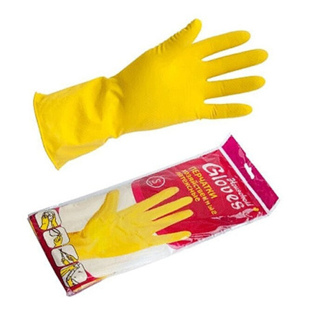 Перчатки хозяйственые латексные желтые Libry S