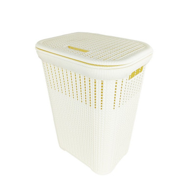 Корзина пластиковая для белья 50 л 420*330*540 мм в с крышкой ассортименте Baizheng