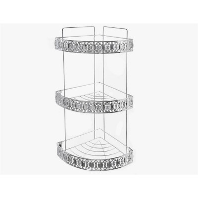 Полка металлическая для ванной 3-х ярусная 22*22*54 см угловая подвесн хромированная Baizheng