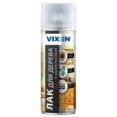 Лак для дерева полиуретановый аэроз. 520мл Vixen VX24005