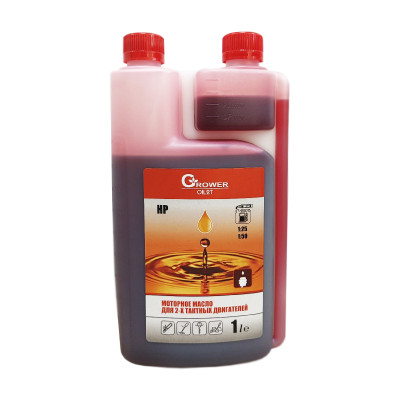 Масло 2-х так. GROWER 2T минерал, 1 ЛИТР, ДОЗАТОР, НР API TB (красное)