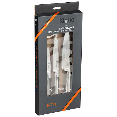 Нож нерж сталь 3 пр цельнометаллическ вставкой пластика Profi Leonord