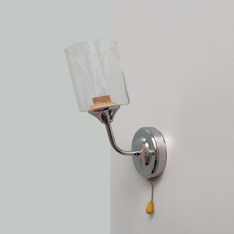 Бра 1 плафон 15,5*10*27 см Е27 60Вт 4м2 плафон стекло хром Baizheng