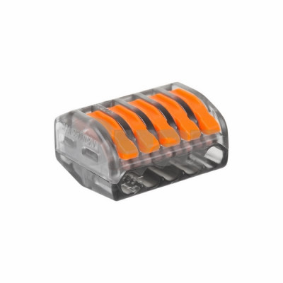 Клемма универсальная 5-проводная, прозрачная (0,08-2,5/4 мм.кв) (40 шт./уп.) REXANT Клемма универсальная 5-проводная, прозрачная (0,08-2,5/4 мм.кв) (40 шт./уп.) REXANT