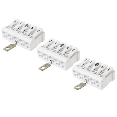 Клемма пружинная соединительная КСПнз5-3L+N+PE 16А с монтажной ножкой и заземлением под винт TDM