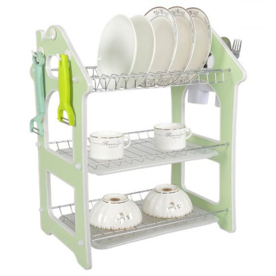 Сушилка пластиковая для посуды 40*33,5*54 см 3-х ярусная в ассортименте Baizheng
