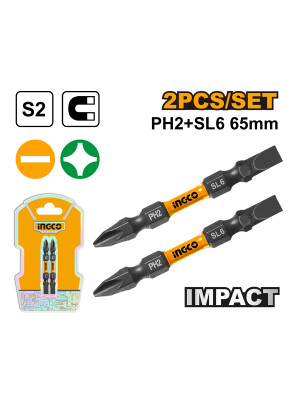 Бита PH2+SL6 65мм, ударная, 2 шт INGCO SDBIM72HL665 INDUSTRIAL Бита PH2+SL6 65мм, ударная, 2 шт INGCO SDBIM72HL665 INDUSTRIAL