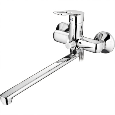 Смеситель для ванны однорыч. 35мм излив - 400мм дивертор в корп. Латунь Хром Ledeme L2249