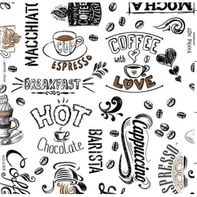 Клеенка ПВХ нетканая основа 1,4*20 м кофе и шоколад серый рис 031B Dekorama