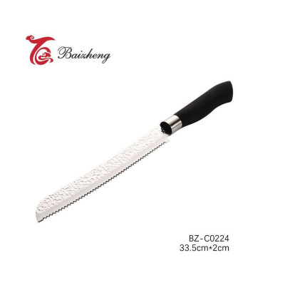 Нож нерж сталь 33,5*2 см кухонный пласт руч черный Арбан Baizheng