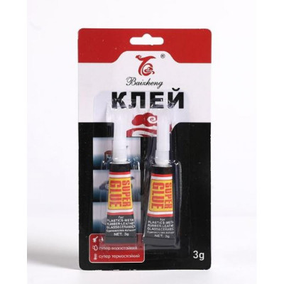 Cуперклей-гель 3 гр 2 шт черный блистер 502 Baizheng