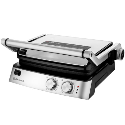 Гриль-пресс 2000 Вт съемные пластины 29*23 см открыт 180° макс темп 240 С поддон Brayer