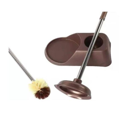 Ерш пластиковый для туалета с подставкой 30*10/15.5*5 см вантуз металл ручка коричне Baizheng