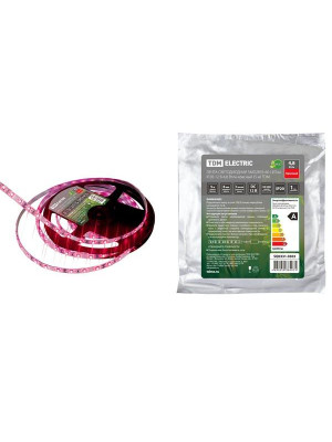 Лента светодиодная SMD2835-60 LED/м-IP20-12 В-4,8 Вт/м-красный (упак/5 м) TDM