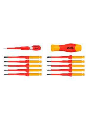 Диэлектрическая отвертка с насадками 12 шт. INGCO HKISD1201 INDUSTRIAL