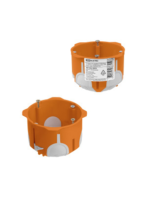 Коробка установочная СП D68х50 мм,2-х компон.саморезы,пл. лапки,IP30, оранж инд. штрихкод TDM