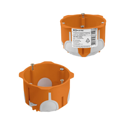 Коробка установочная СП D68х50 мм,2-х компон.саморезы,пл. лапки,IP30, оранж инд. штрихкод TDM Коробка установочная СП D68х50 мм,2-х компон.саморезы,пл. лапки,IP30, оранж инд. штрихкод TDM