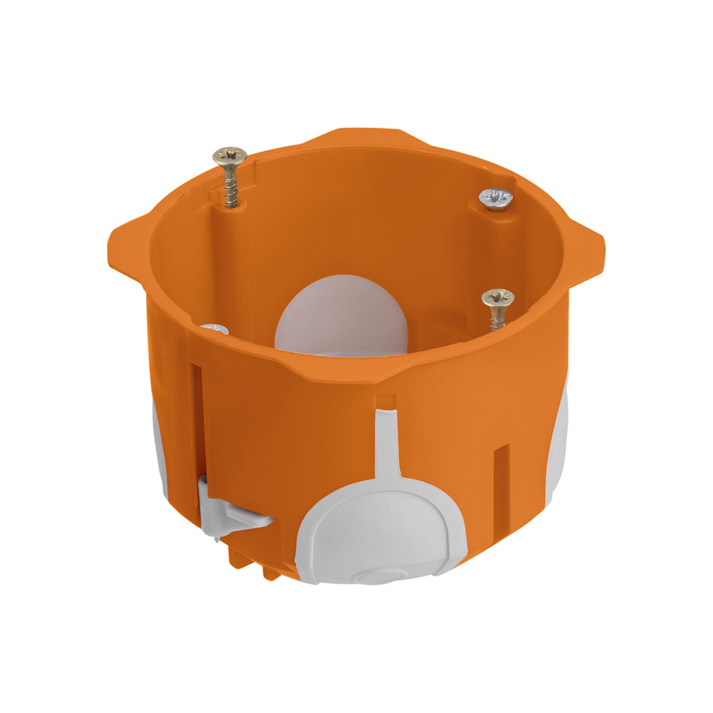Коробка установочная СП D68х50 мм,2-х компон.саморезы,пл. лапки,IP30, оранж инд. штрихкод TDM