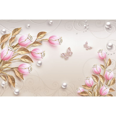 Фотообои бумажные Золотые тюльпаны 16 листов 392*260 в тубе Фотообои бумажные Золотые тюльпаны 16 листов 392*260 в тубе