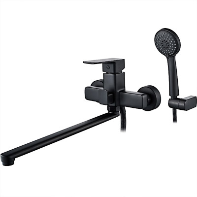 Смеситель для ванны однорыч. 35мм длин. излив дивертор в корп. Латунь Черный Ledeme L2280B