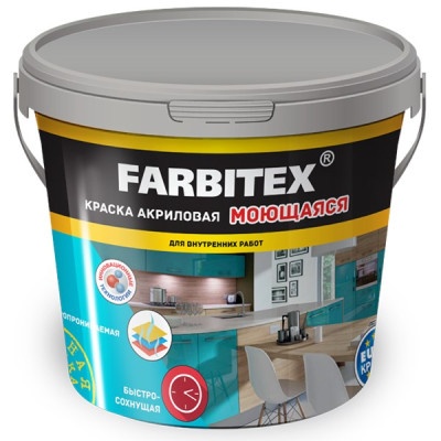ВДК моющаяся Farbitex акриловая белая база А 3,0кг