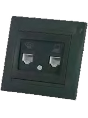 Розетка телефонная RJ11 + компьютерная RJ45 графит Розетка телефонная RJ11 + компьютерная RJ45 графит