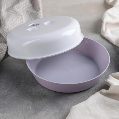 Контейнер пластиковый 21,5*21,5*9,9 см для хранения нарезки сиреневый туман Krita Berossi