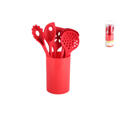 Набор кухонных принадлежностей силикон армированный 7 пр 12*12*30 см красный Танго Коралл