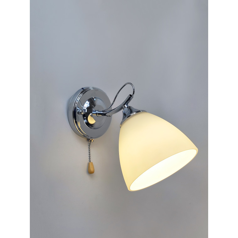 Изображение Бра 1 плафон 24*13,5*20 см Е27 60Вт 4м2 плафон стекло хром Baizheng