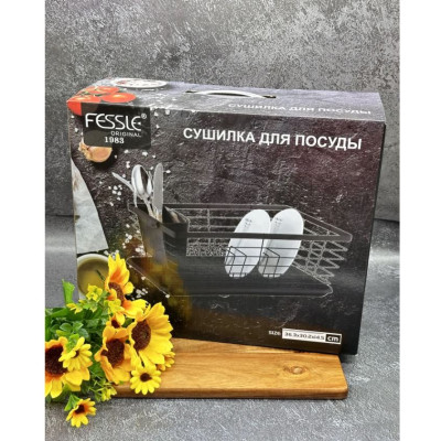 Сушилка металлическая для посуды 36.3*30.2*14.5 см поддон пласт Fessle
