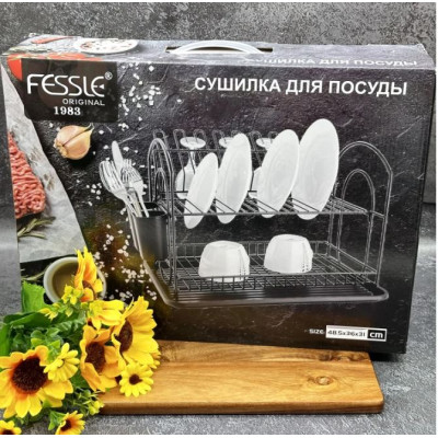 Сушилка металлическая для посуды 48.5*36*31 см поддон пласт Fessle
