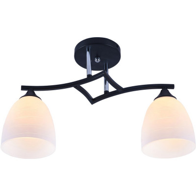 Люстра 2 плафона 43*13*28 см E27 60Вт 9м2 плафон стекло черный хром Baizheng