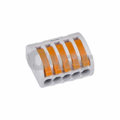 Клемма универсальная 5-проводная, серая (0,08-2,5/4 мм) REXANT Клемма универсальная 5-проводная, серая (0,08-2,5/4 мм) REXANT