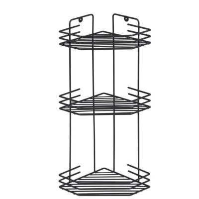Полка металлическая для ванной 3 яруса угол 20,5*20,5*52 см термопласт покрыт графит Рыжий кот