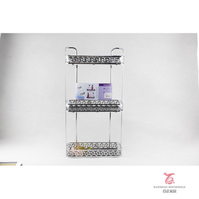 Полка металлическая для ванной 3-х ярусная 30*12,5*54 см серебро Baizheng