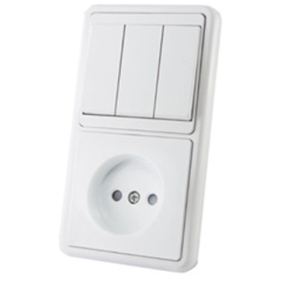 Блок комбинированный БКВР 3-х кл. выкл + розетка 2П с з/ш TDM