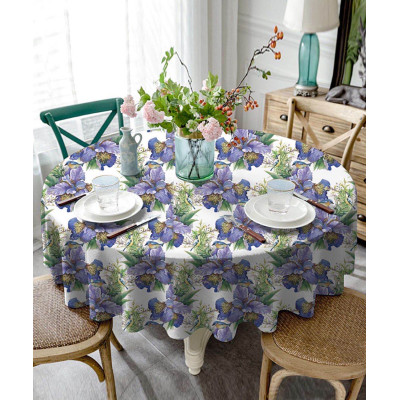 Клеенка ПВХ тканевая основа 1,37(+-3)*20 м глянцевая Ирисы и птицы рис. 3008 Grace