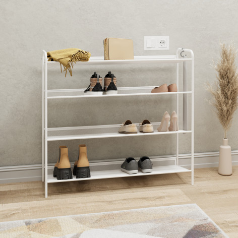 Подставка металлическая для обуви 4-х ярусная  87*26*79,5 см белый Женева 34 ЗМИ