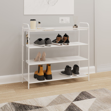 Подставка металлическая для обуви 4-ти ярусная 87*30*79 см белый Верона 34 ЗМИ