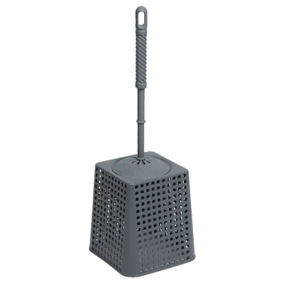 Ерш пластиковый для туалета с подставкой 140*140*425 мм квадратный серый Лофт Violet