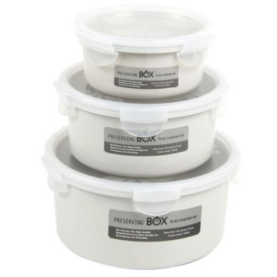 Набор пластиковых контейнеров 3 шт 13,5 см 16 см 19 см с крышкой круглый серый Baizheng