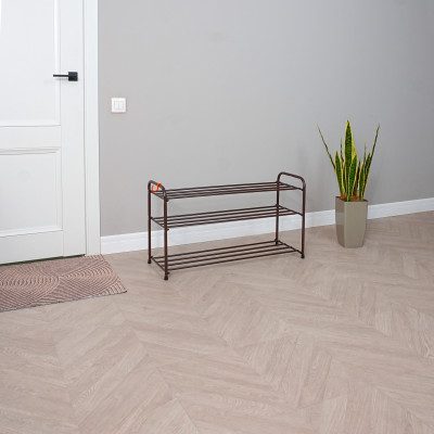 Подставка металлическая для обуви 3-х ярусная 87*30*48 см коричневый Альфа 33 ЗМИ