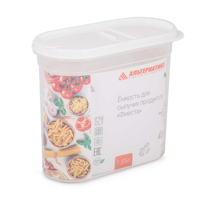 Емкость пластиковая для сыпучих продуктов с клапаном 1,65 л в ассорти Фиеста Альтернатива