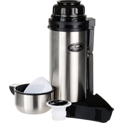 Термос нерж сталь  1 л широкое горло 2 чаши ручка Классик Биосталь