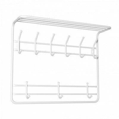 Вешалка металлическая настенная 73*58*22 см 9 крючков с полкой белый 80 ЗМИ Вешалка металлическая настенная 73*58*22 см 9 крючков с полкой белый 80 ЗМИ