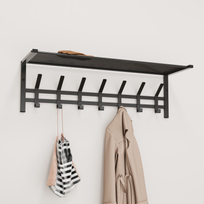 Вешалка металлическая настенная 88,5*27*27 см 7 крючков с полкой черный Торонто 31 ЗМИ Вешалка металлическая настенная 88,5*27*27 см 7 крючков с полкой черный Торонто 31 ЗМИ