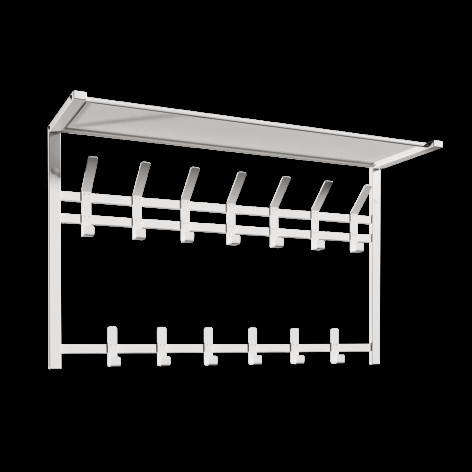 Вешалка металлическая настенная  88,5*27*54,5 см 13 крючков с полкой белый Торонто 32 ЗМИ