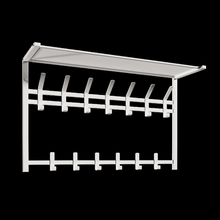Вешалка металлическая настенная  88,5*27*54,5 см 13 крючков с полкой белый Торонто 32 ЗМИ